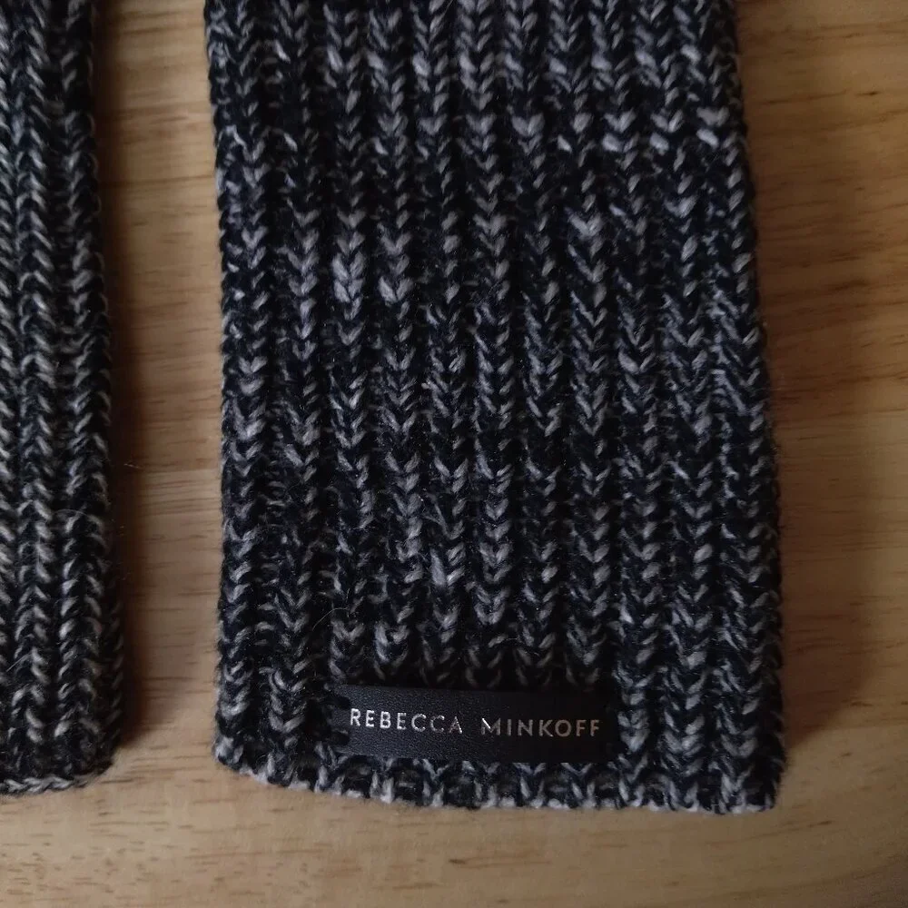 Rebecca Minkoff Black and White Marled Arm Warmer Knit Fingerless One Size